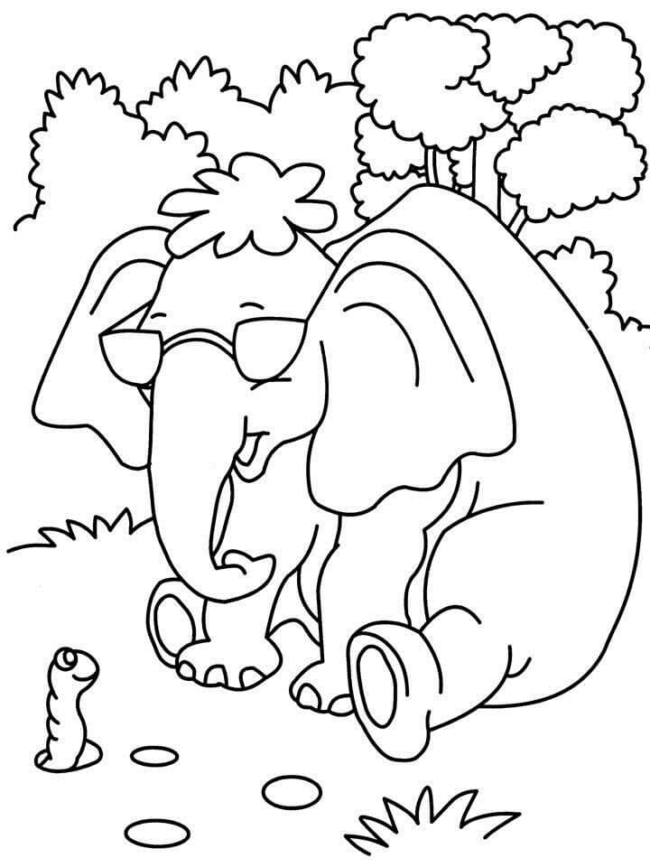 Elephant And Worm coloring page - Download, Print or Color Online for Free