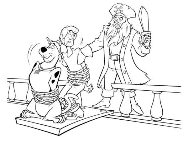 Even Connected Shaggy And Scooby Will Be Able To Escape From The Pirate coloring page