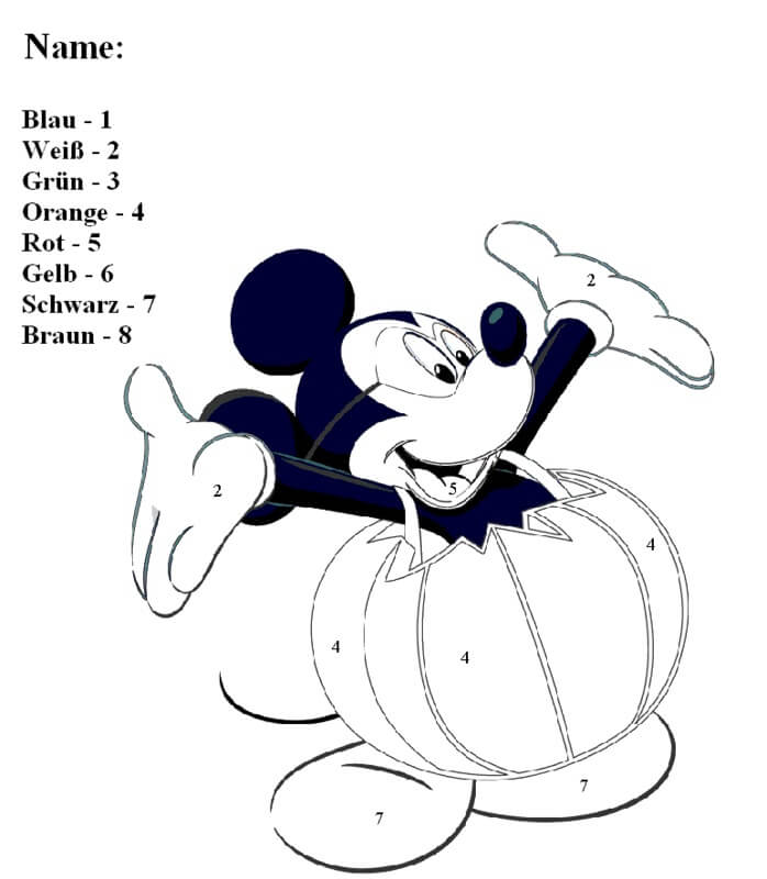 Fat Mickey Mouse Color By Number coloring page