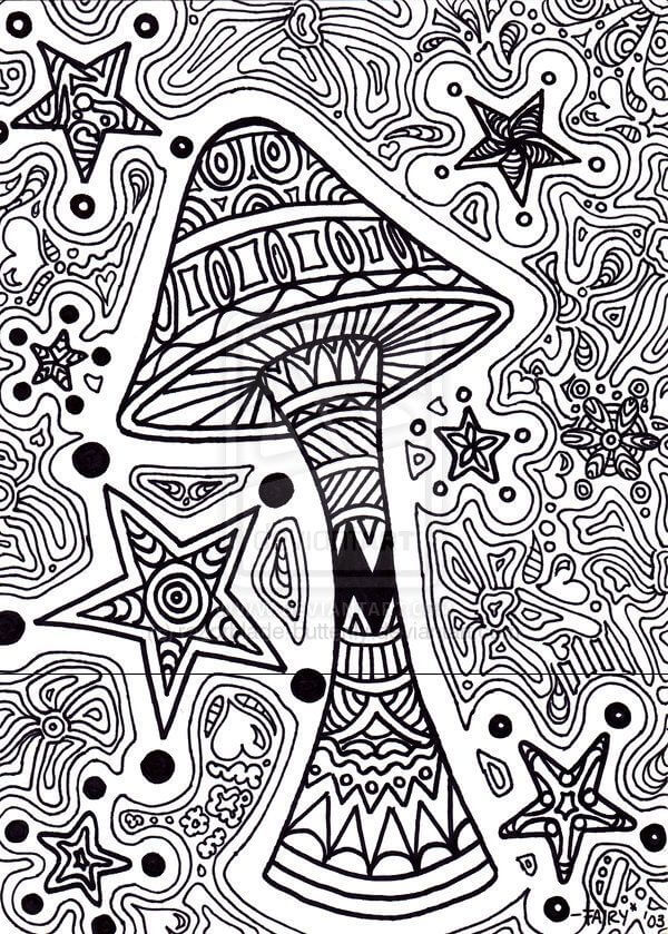 trippy shroom coloring pages