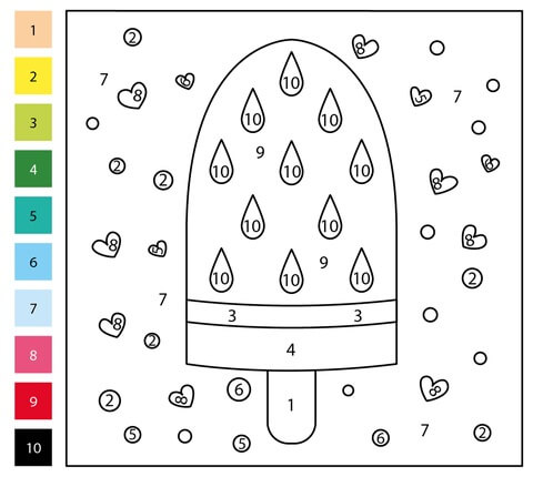 Fruit Ice Cream Color By Number coloring page