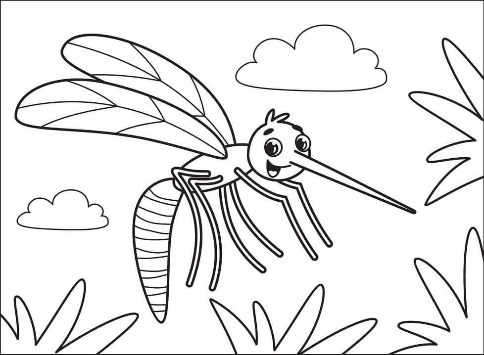 Fun Mosquito With Clouds And Leaves