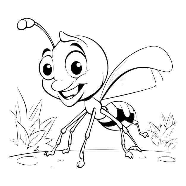 Funny Ant With Wings coloring page