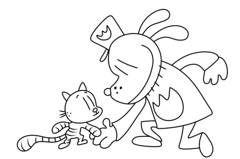 Funny Dog Man And Friend coloring page