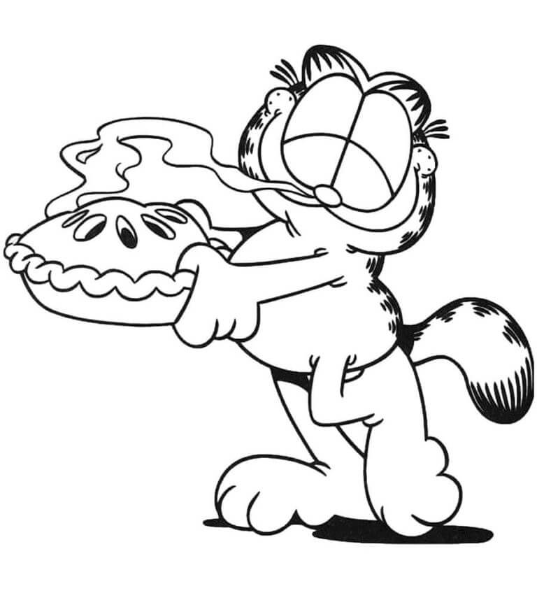 Garfield Is Carrying A Pie coloring page - Download, Print or Color ...