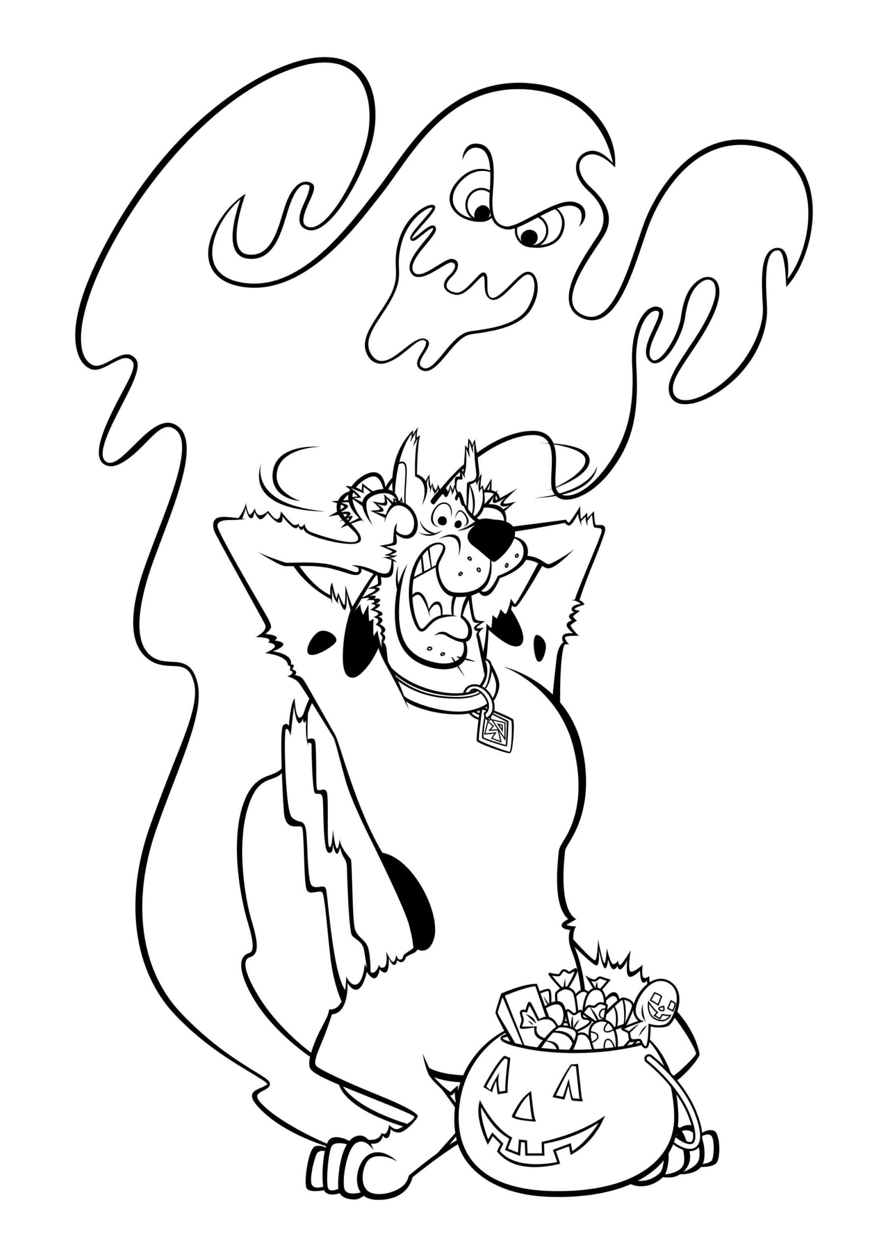 Ghost With Scooby-Doo In Halloween coloring page - Download, Print or ...