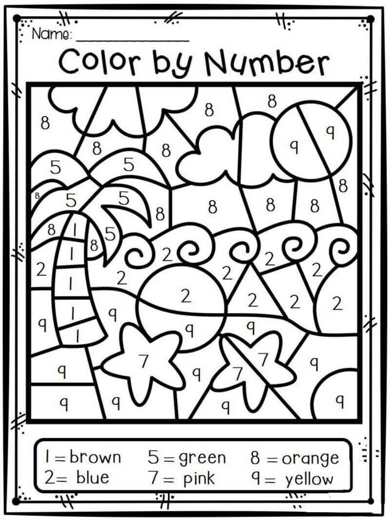Beach & Ocean Color By Number coloring pages - ColoringLib