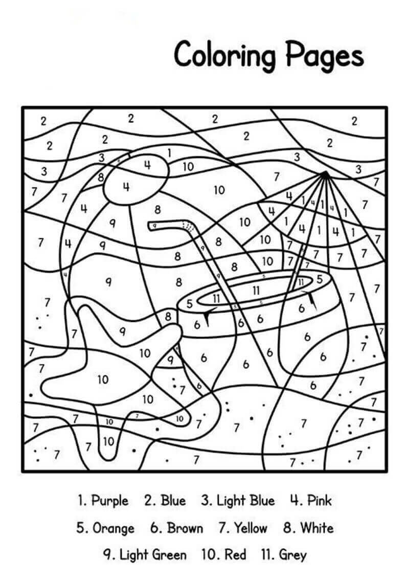 Good Coconut On The Beach Color By Number coloring page