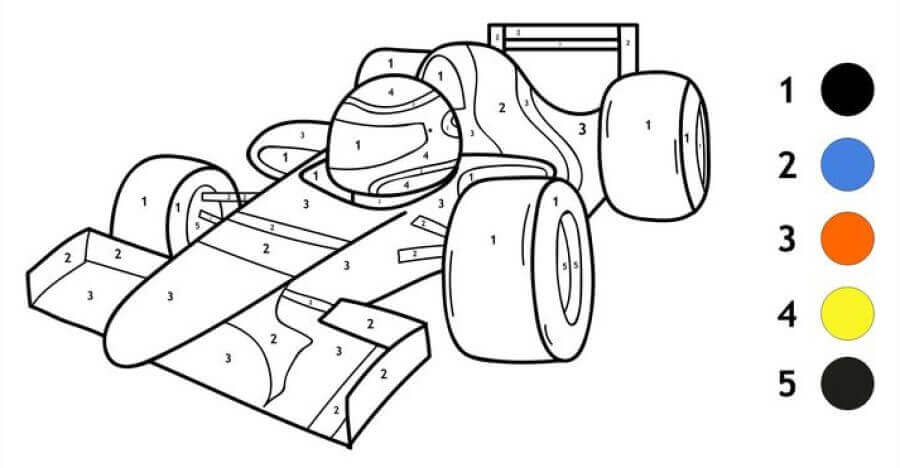 Good Race Car Color By Number coloring page