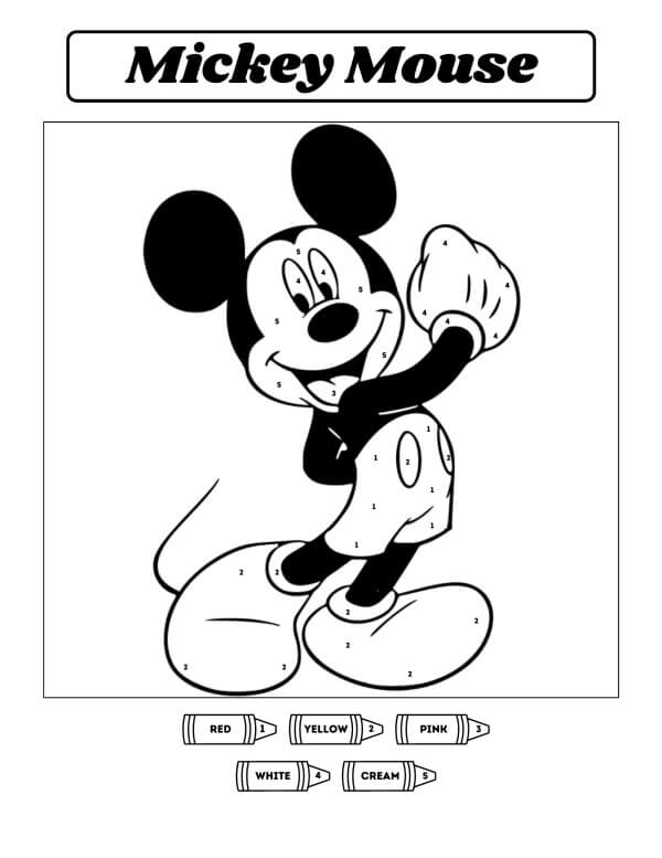 Great Mickey Mouse Color By Number coloring page