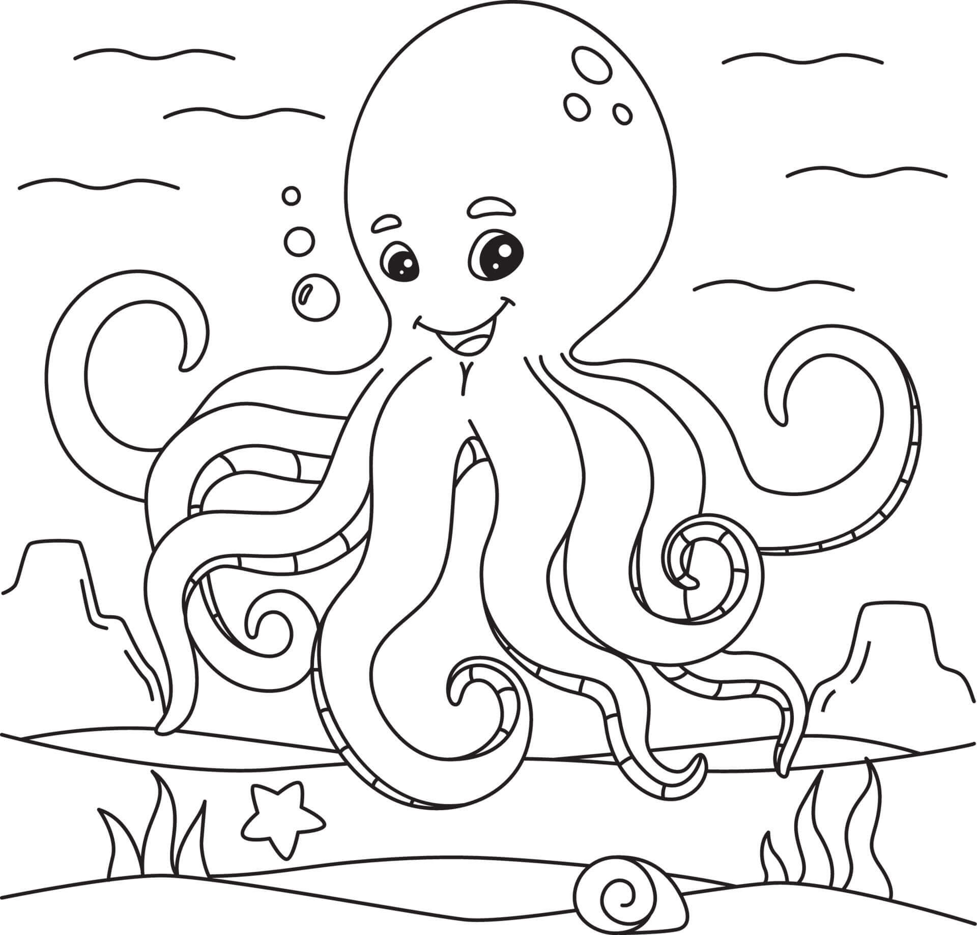 Happy Octopus coloring page - Download, Print or Color Online for Free