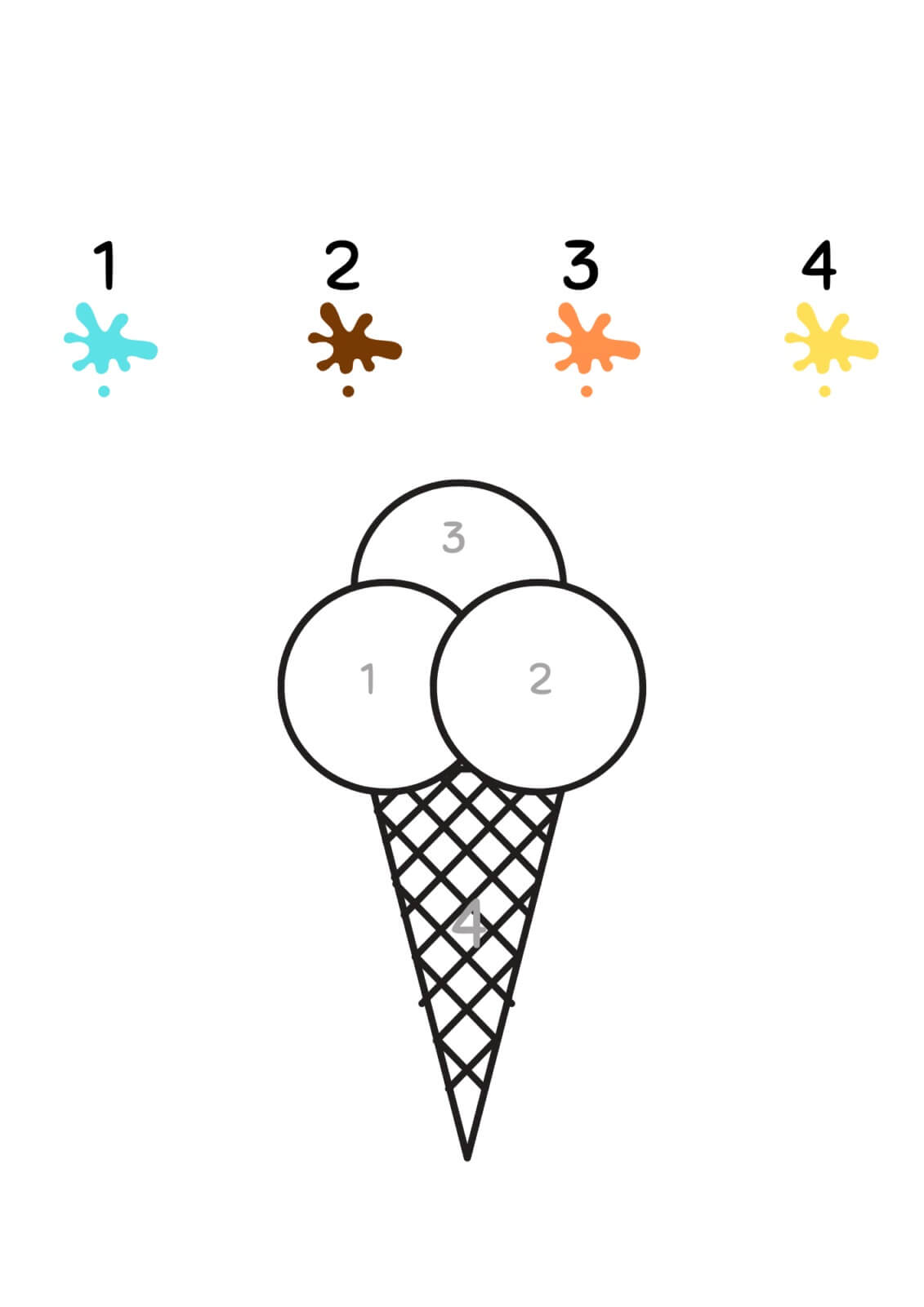 Ice Cream Free To Use Color By Number coloring page Download, Print