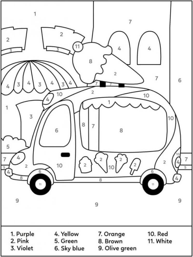 Ice Cream Truck Color By Number coloring page - Download, Print or ...