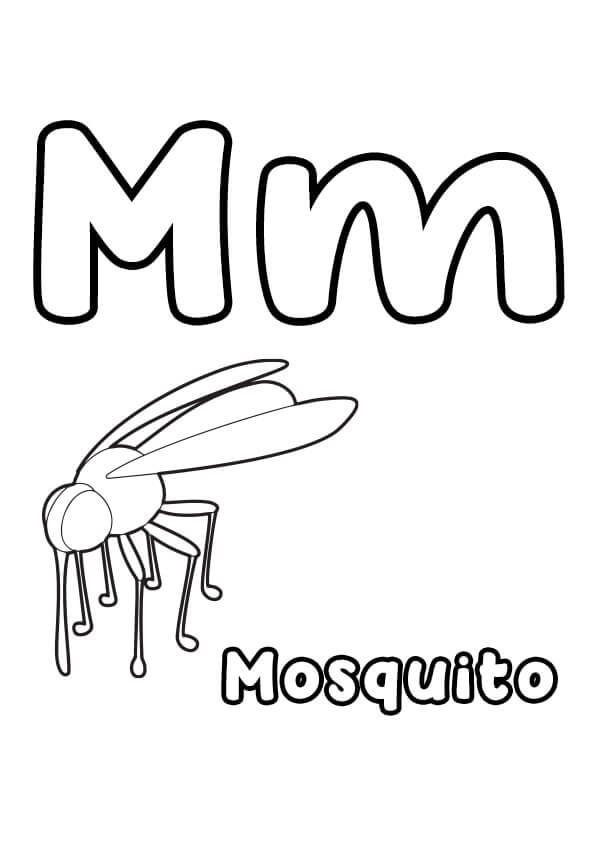 Letter M For Mosquito coloring page