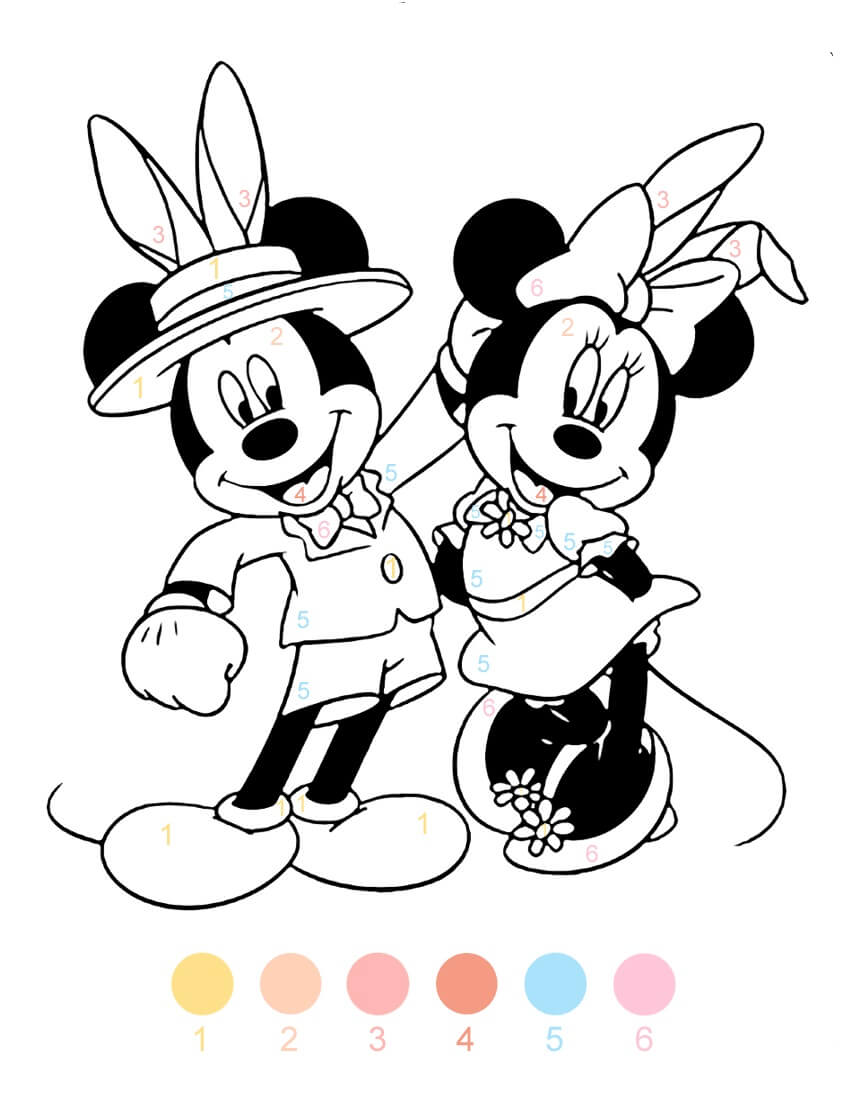 Mickey And Minnie Mouse Color By Number