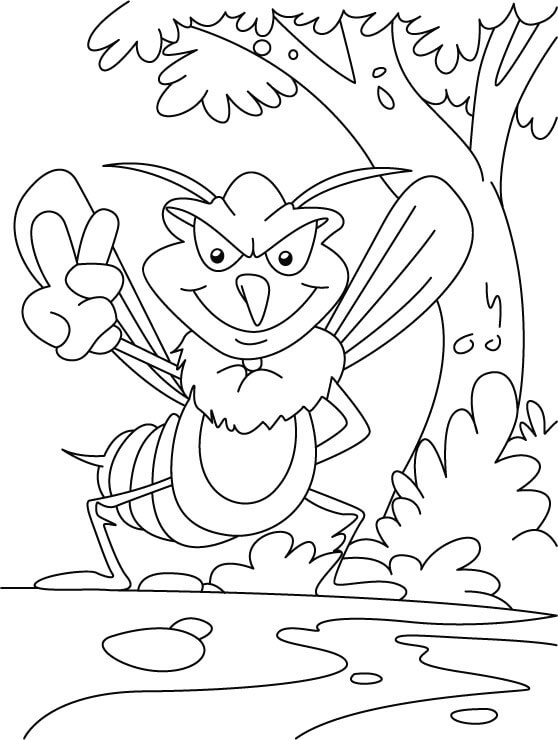 Nice Mosquito On Branch Tree coloring page