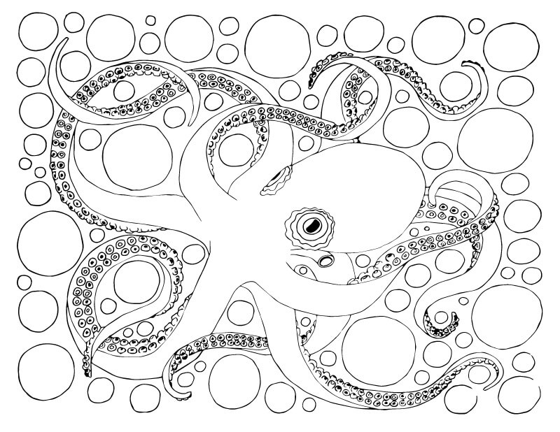 Octopus With Bubbles coloring page