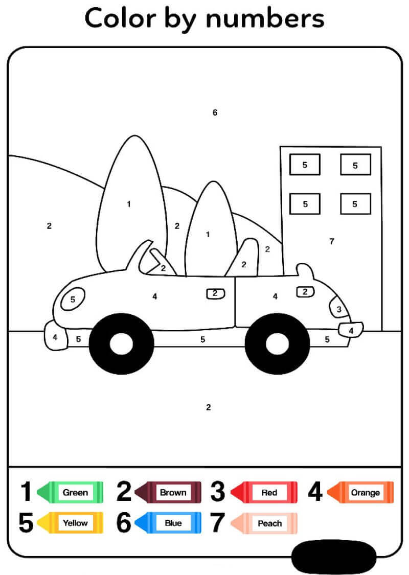 Roadster Color By Number coloring page