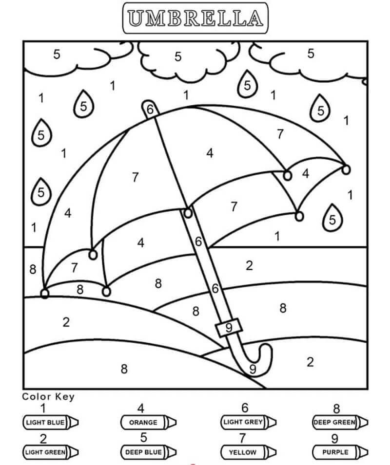 Simple Umbrella Color By Number coloring page