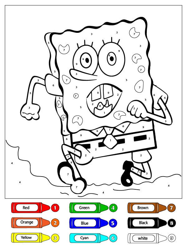 SpongeBob Running Fast Color By Number