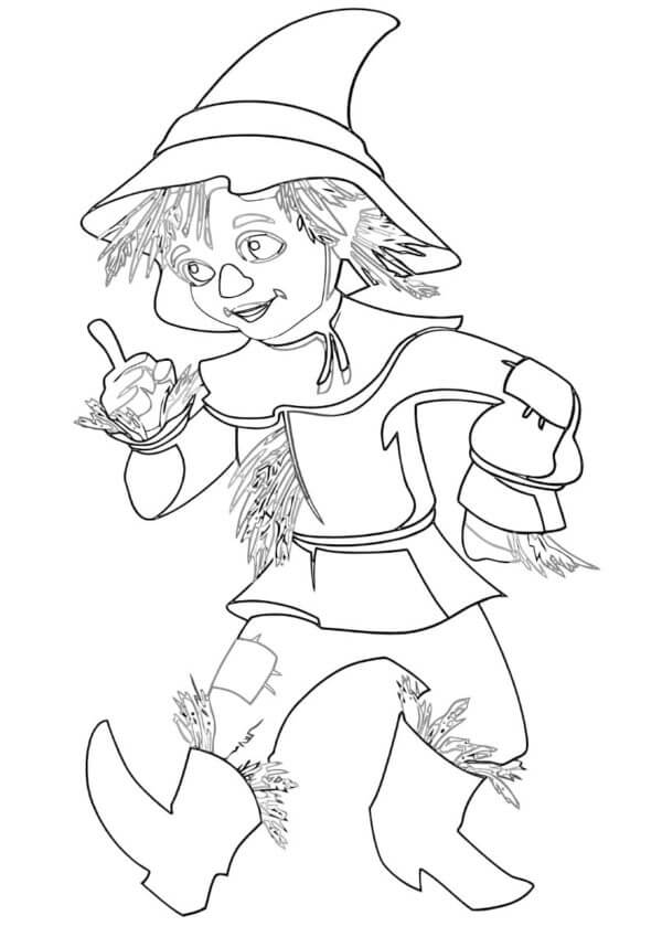 Straw Scarecrow Who Dreamed Of Gaining A Little Intelligence coloring page