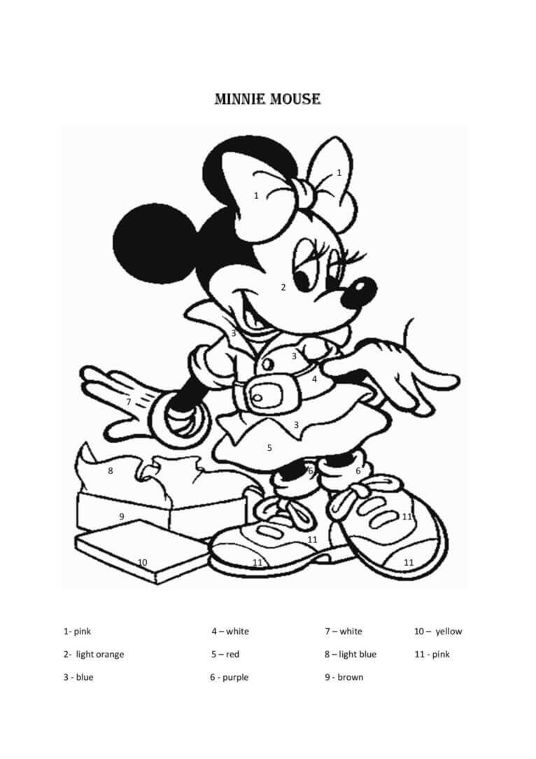 Disney Minnie Painting By Number Mickey Mouse Coloring By Numbers