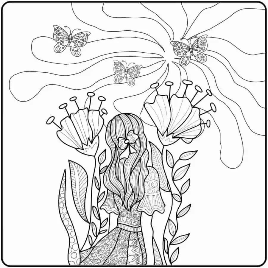 Trippy Fairy With Butterfly coloring page