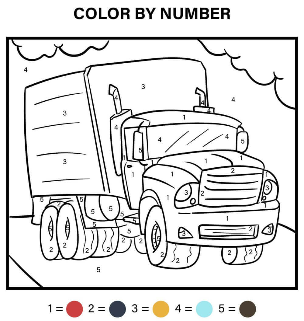 Truck Color By Number coloring page