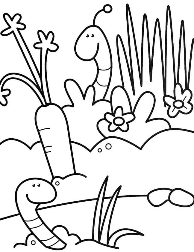 Two Earthworms coloring page