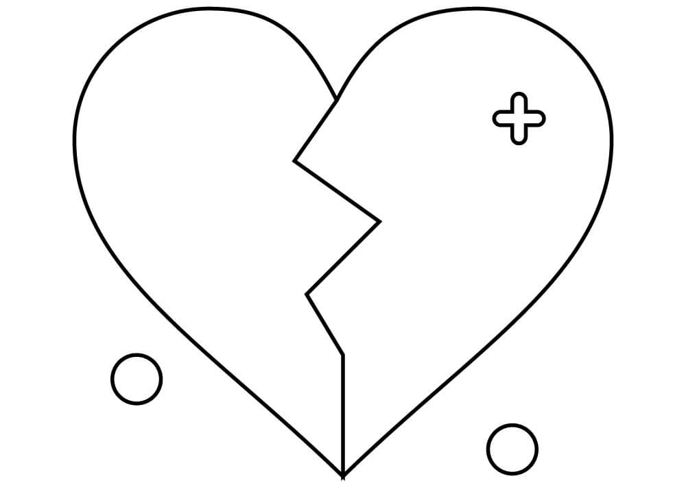 Valentine’s Day Broken Heart coloring page