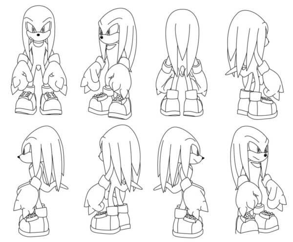 View Of Knuckles From All Sides coloring page