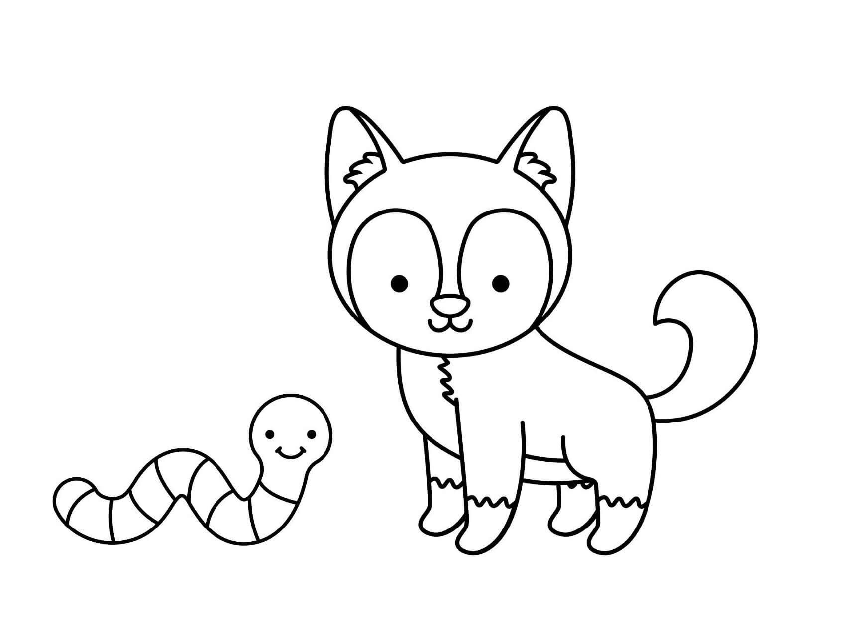 Wolf With Worm coloring page - Download, Print or Color Online for Free