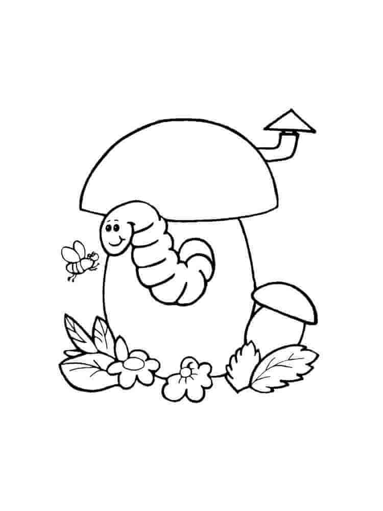 Worm In Mushroom coloring page