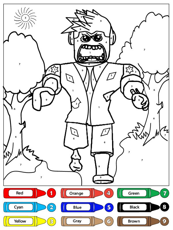 Zombie Roblox Walking Color By Number coloring page - Download, Print ...