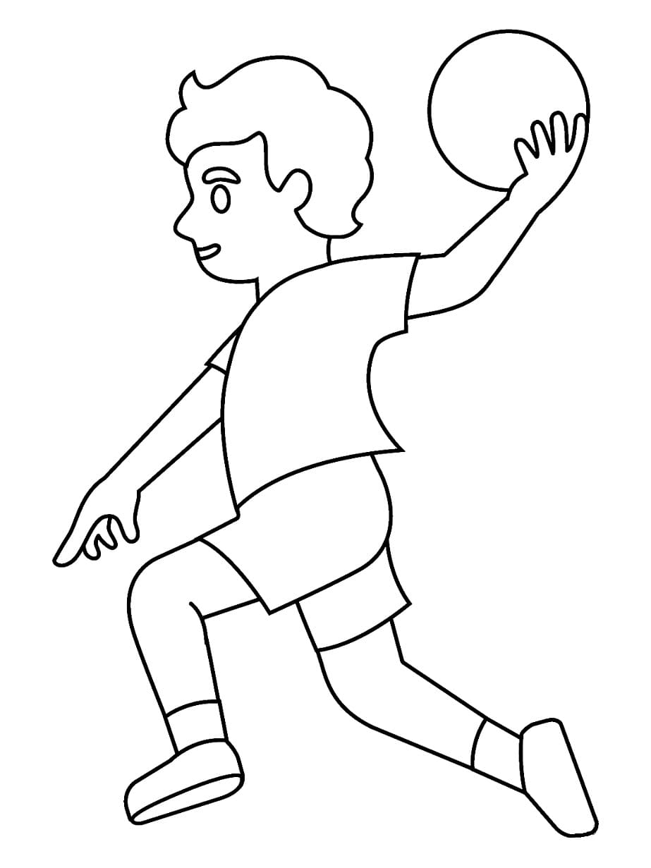 A Boy is Playing Handball coloring page