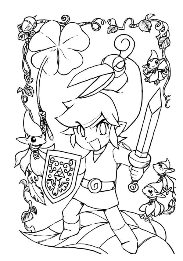 A Brave Elf With Cap coloring page