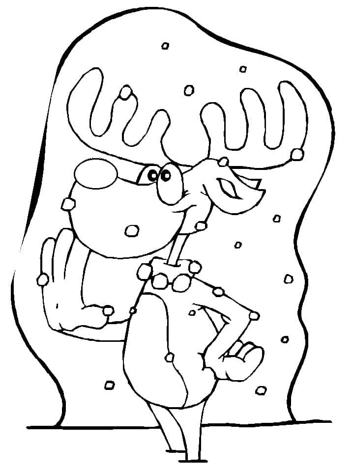 A Cartoon Reindeer coloring page