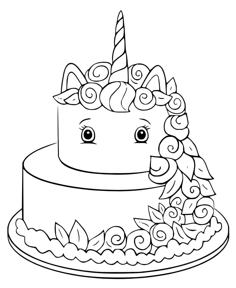 A Cute Unicorn Cake coloring page - Download, Print or Color Online for ...