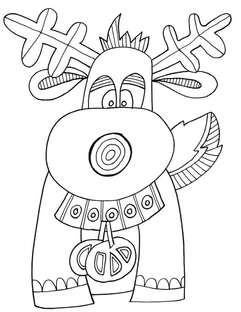 A Funny Reindeer coloring page