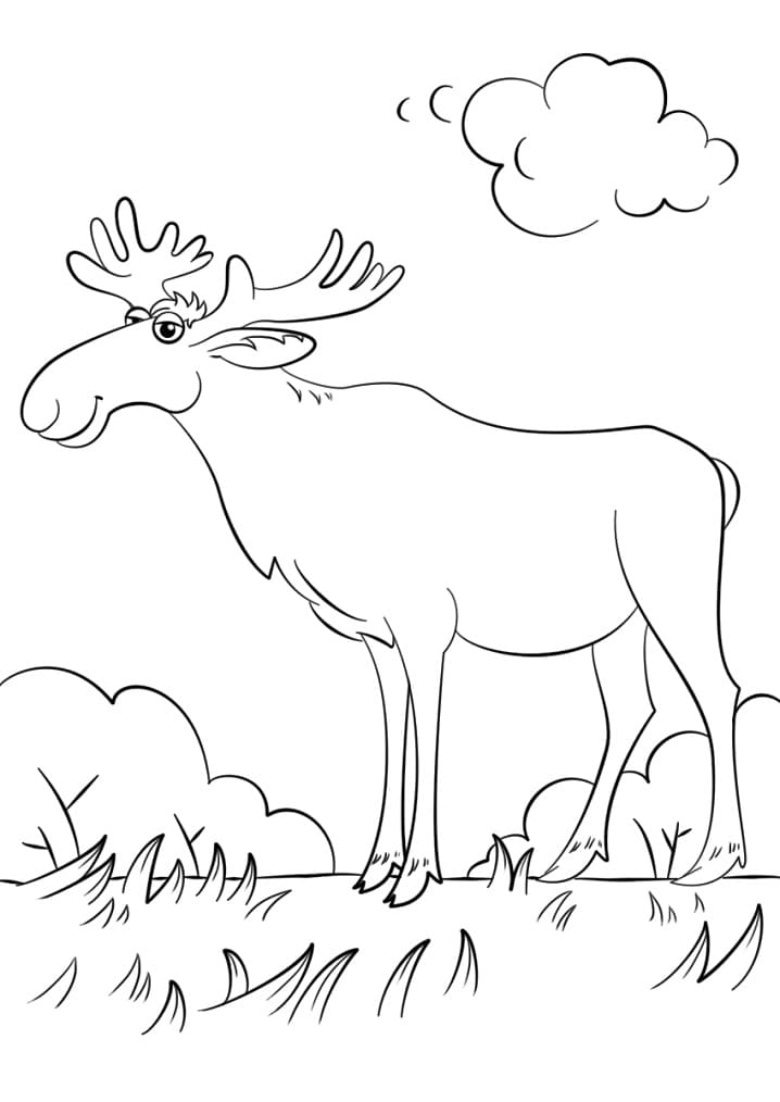 A Happy Moose coloring page