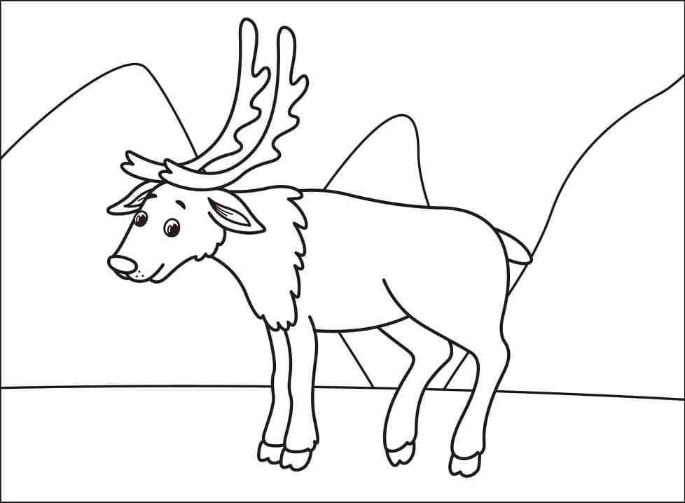 A Happy Reindeer coloring page