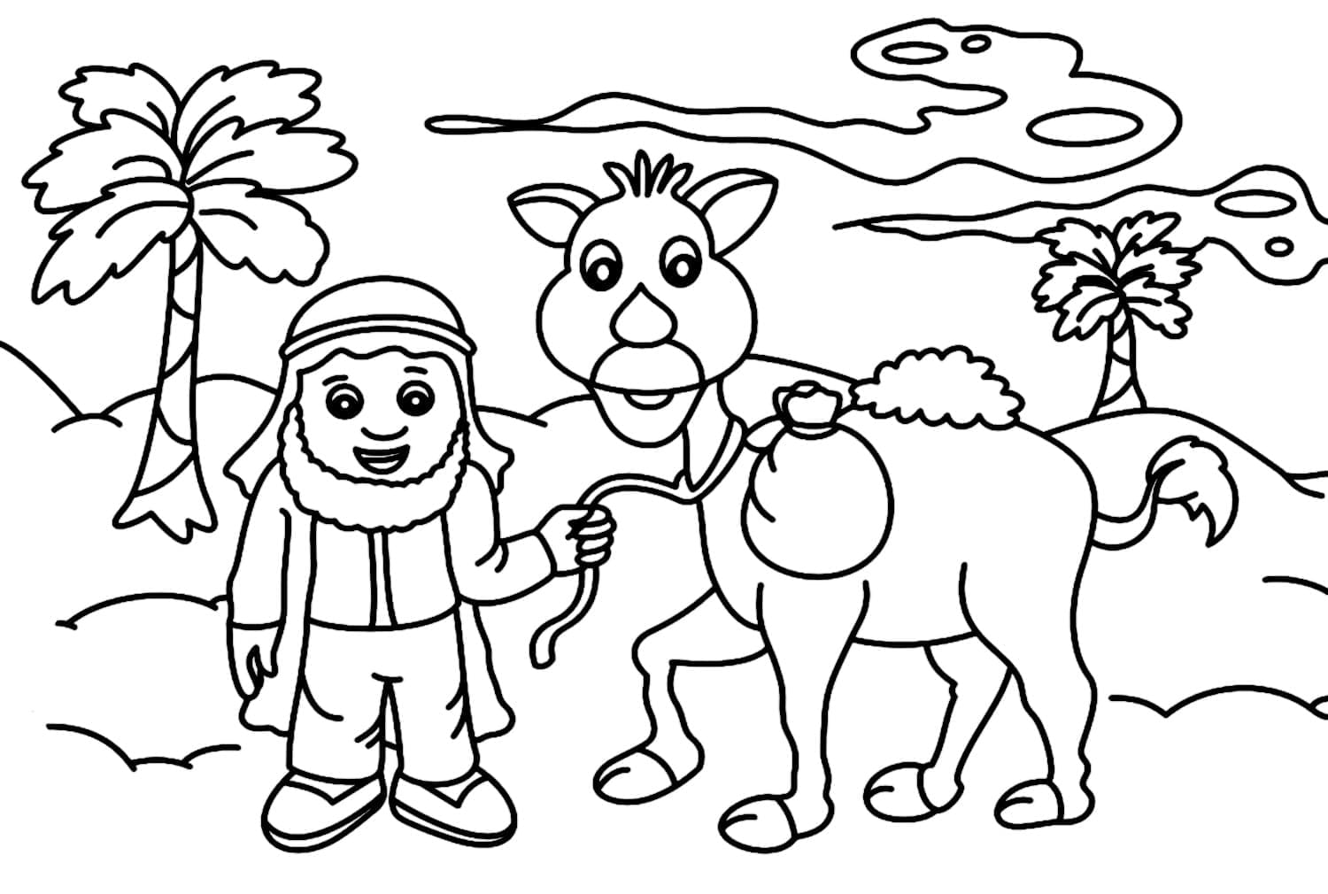 A Man and Camel coloring page