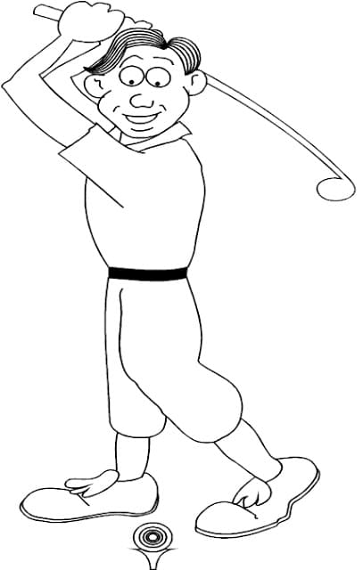 A Man is Playing Golf coloring page