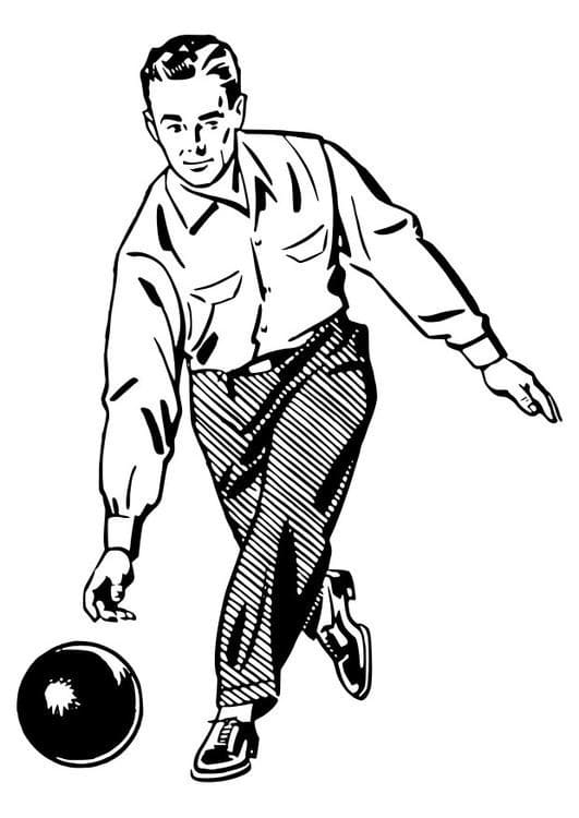 A Man Plays Bowling coloring page