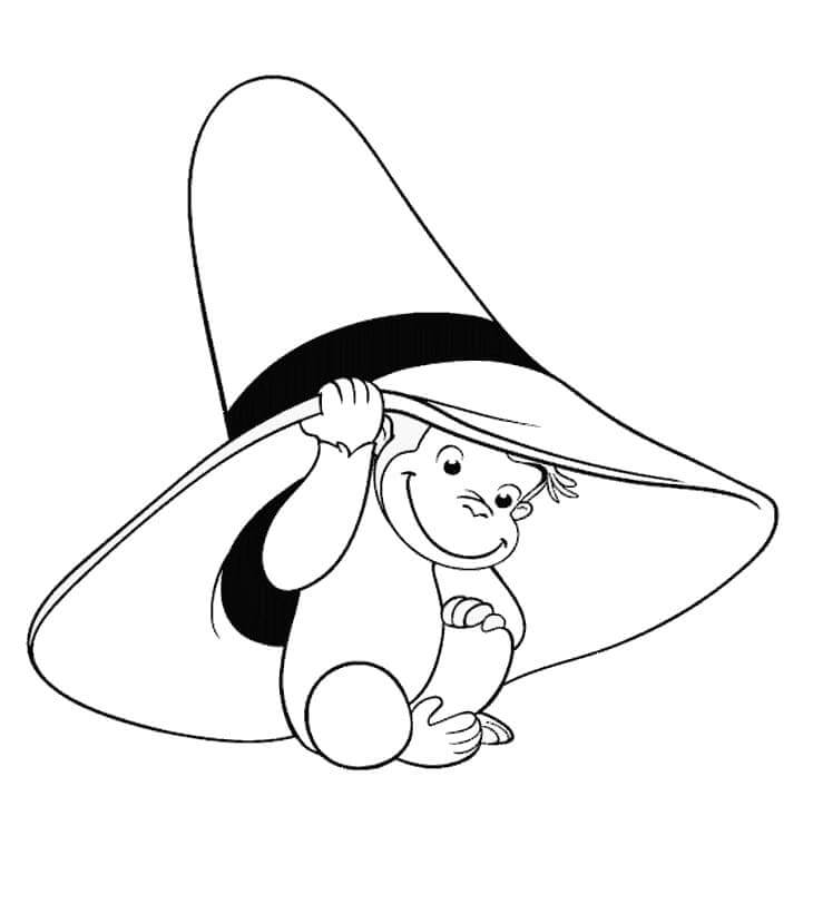 A Monkey Hid Under Ted’s Big Yellow Hat coloring page