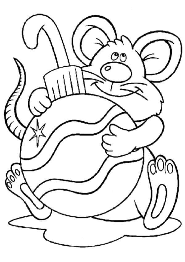 A Mouse and Christmas Ornament coloring page