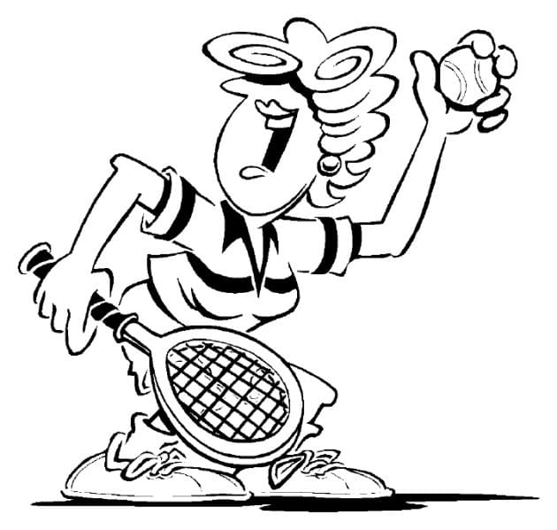 A Woman is Playing Tennis coloring page