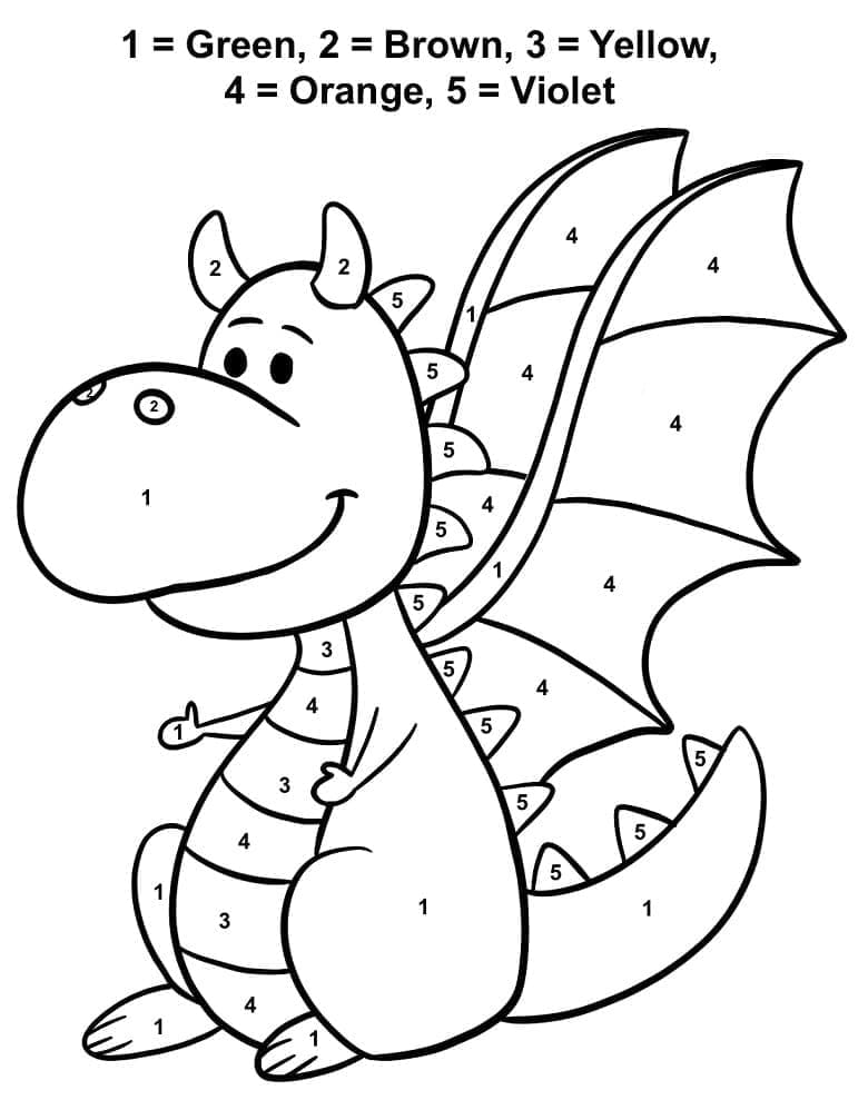 Adorable Dragon Color by Number coloring page