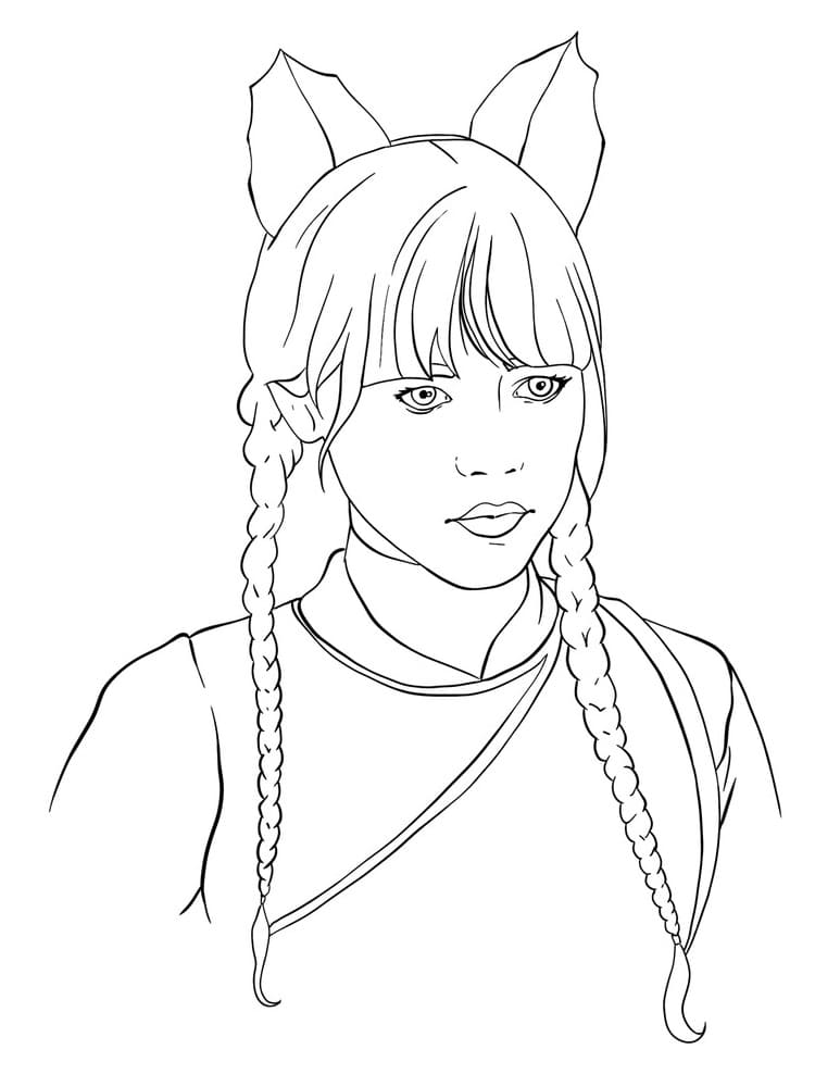 Adorable Wednesday Addams coloring page