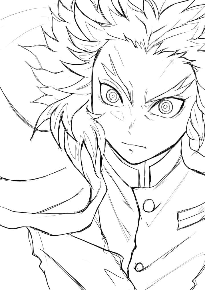 Angry Rengoku Kyojuro coloring page